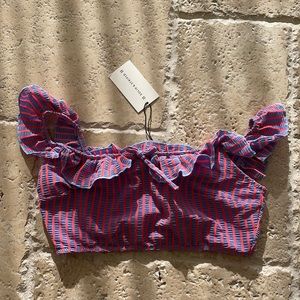 Solid & striped bikini top size M with tags